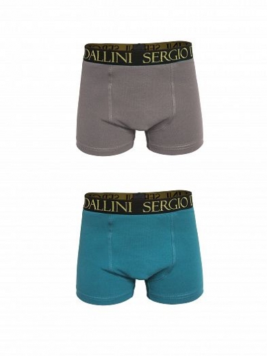 Sergio Dallini SG600-6 Трусы-боксеры для мальчиков тем.серый/бирюзовый (х2)