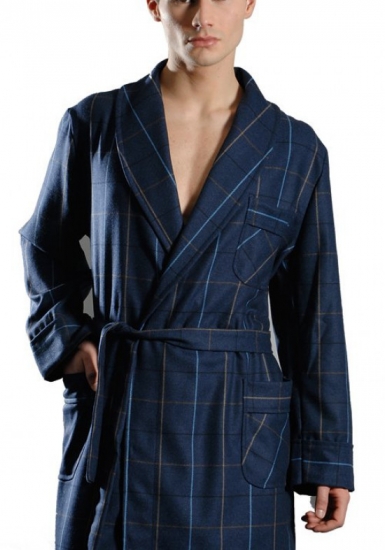 b&b Шерстяной мужской халат B&B_Cortina blue