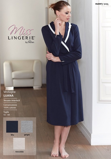 miss lingerie Длинный синий халат для женщин Diben_Luana