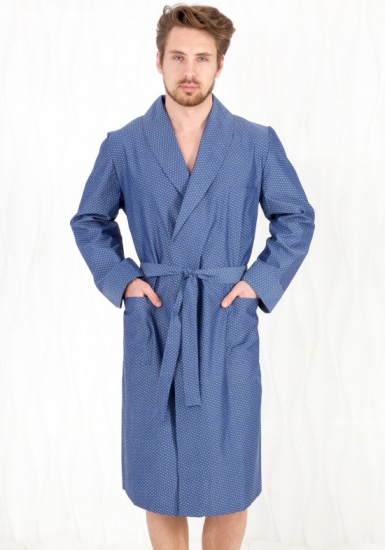 b&b Хлопковый халат для мужчин синего цвета B&B_Venezia