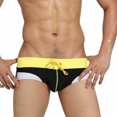 seobean Мужские плавки брифы черные с желтым поясом SEOBEAN Black and Yellow