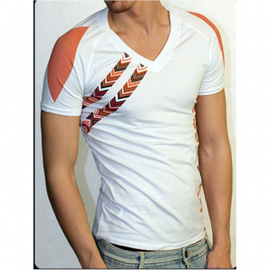 Doreanse Мужская футболка белая с коричневым рисунком 2575