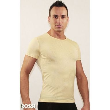 Romeo Rossi Мужская футболка желтая в узорчатую сетку в виде роз  Romeo Rossi Rose Yellow RR00509