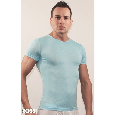 Romeo Rossi Мужская футболка голубая в узорчатую сетку в виде роз Romeo Rossi Blue Rose RR00501