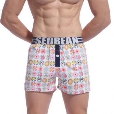 Seobean Мужские шорты белые с рисунком Seobean Mens Sport Lounge Shorts