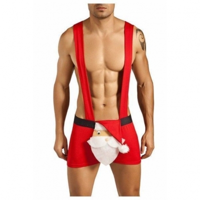 Sexy Мужские трусы комбинезон Candyman Santa Outfit Color Red
